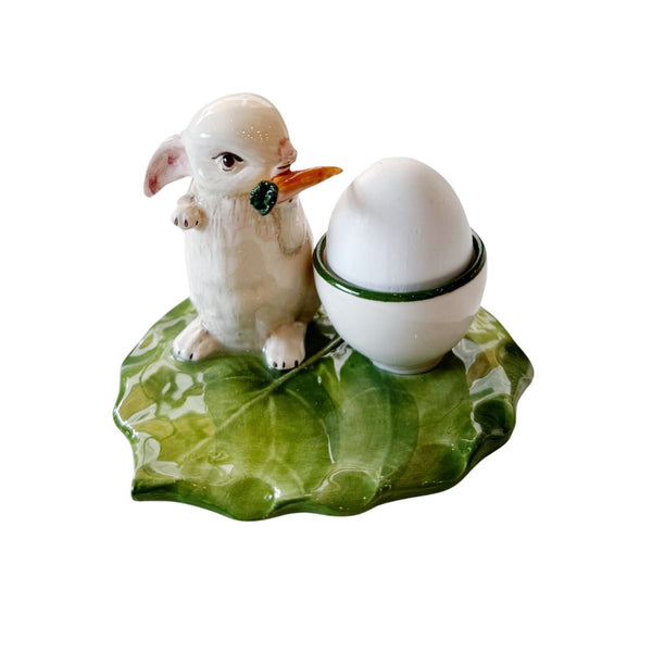 Majolica White Rabbit Egg Cup