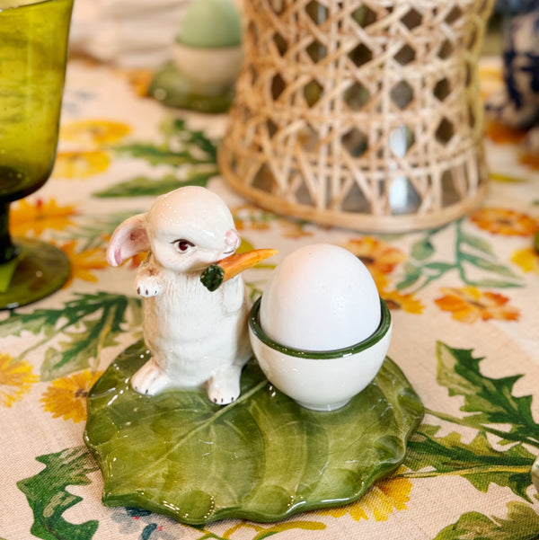Majolica White Rabbit Egg Cup