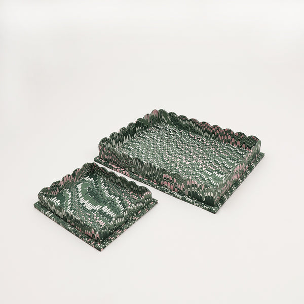 Marbled Rectangle Scallop Tray Set