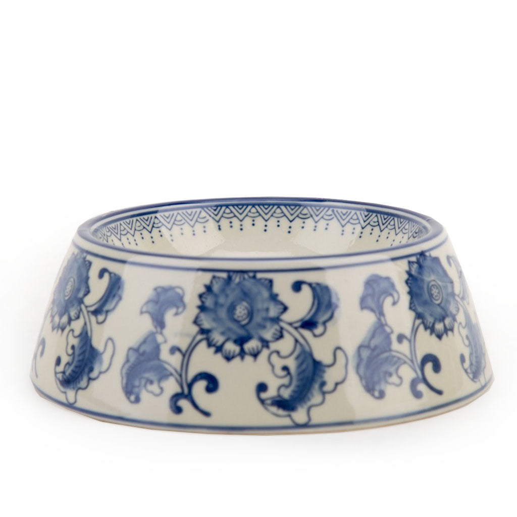 Blue and white dog cheap bowl
