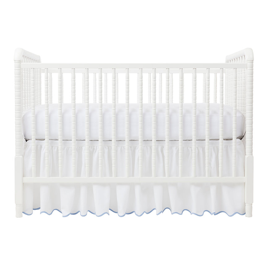 Cornflower Pique Scallop Crib Skirt Biscuit Home