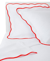 Red Pique Scallop Shams
