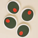 Pimento Olive Coasters, set of 4