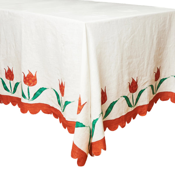 Jardin Embroidered Linen Tablecloth