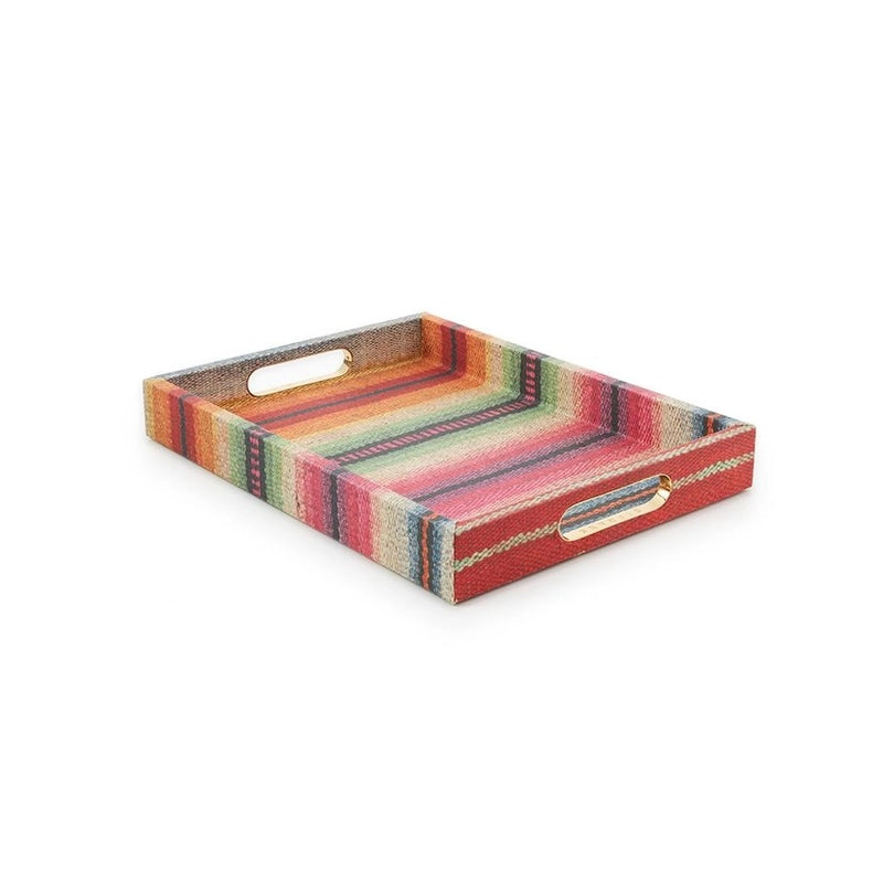 Medium Fabric Wrapped Tray, Technicolor Frazada