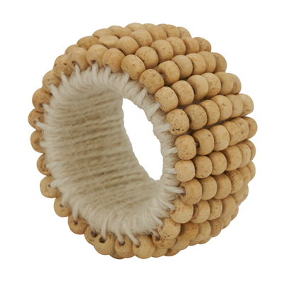 Wooden Bead Napkin Ring, set of 4