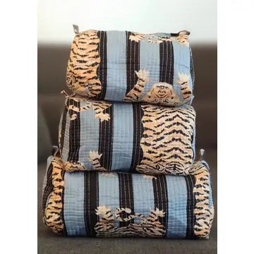 Tiger Quilted Zipper Pouches