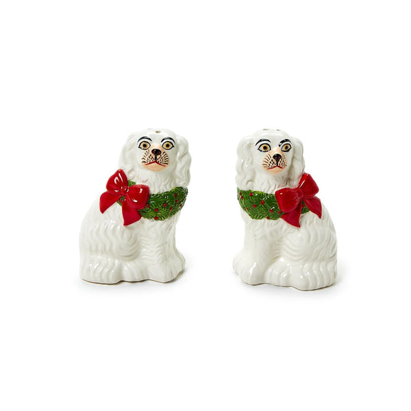 Holiday Staffordshire Dog Salt & Pepper Shaker Set