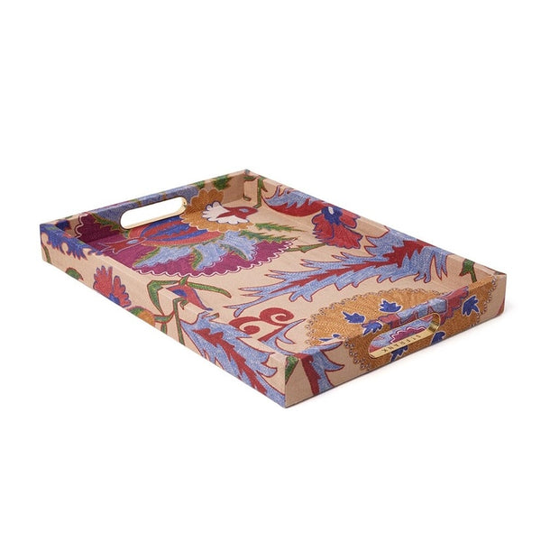 Large Fabric Wrapped Tray, Bright Botanical