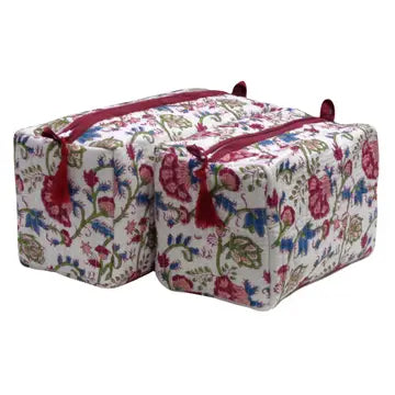 Red and Blue Blockprint Zipper Pouches