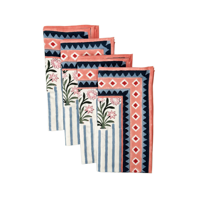 Blue Jodhpur Stripe Dinner Napkins, set of 4