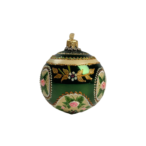 Dark Green Ornament with Pink Roses