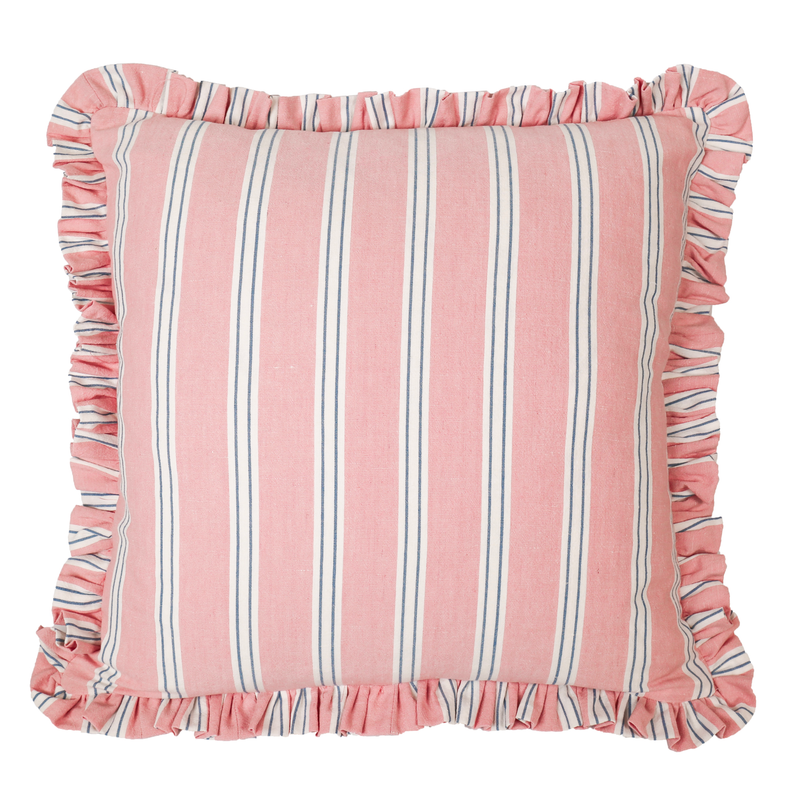 Pink Stripe Ruffle Dec Pillow