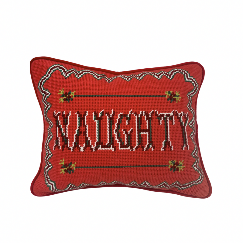Naughty Needlepoint Pillow
