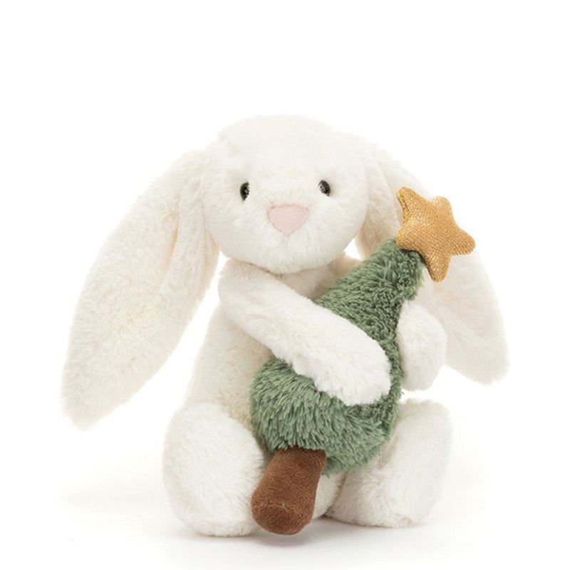 Jellycat Bashful Bunny with Christmas Tree