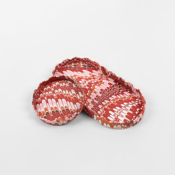 Marbled Round Scallop Tray Set