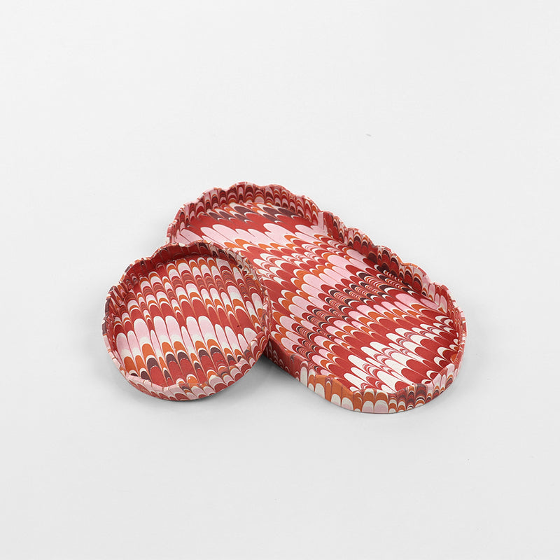 Marbled Round Scallop Tray Set
