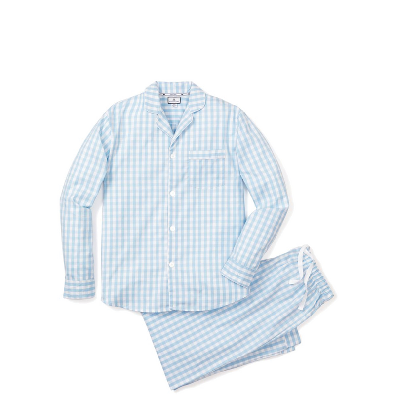 Men's Light Blue Gingham Pajama Set