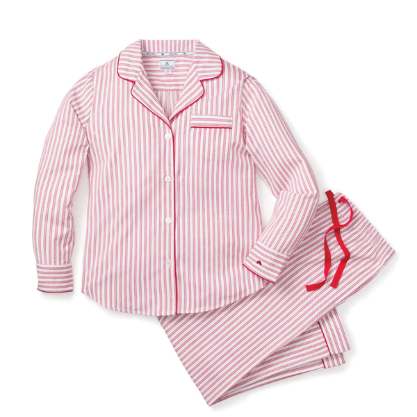 Women's Antique Red Ticking Stripe Pajama Set