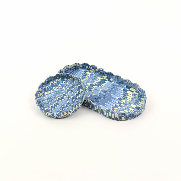 Marbled Round Scallop Tray Set