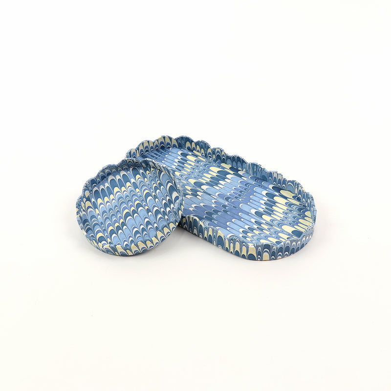 Marbled Round Scallop Tray Set