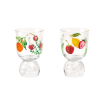 Hand Painted Fruit Bubble Glass Tumblers, set of 2