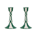 Green Ceramic Candleholder, set of 2