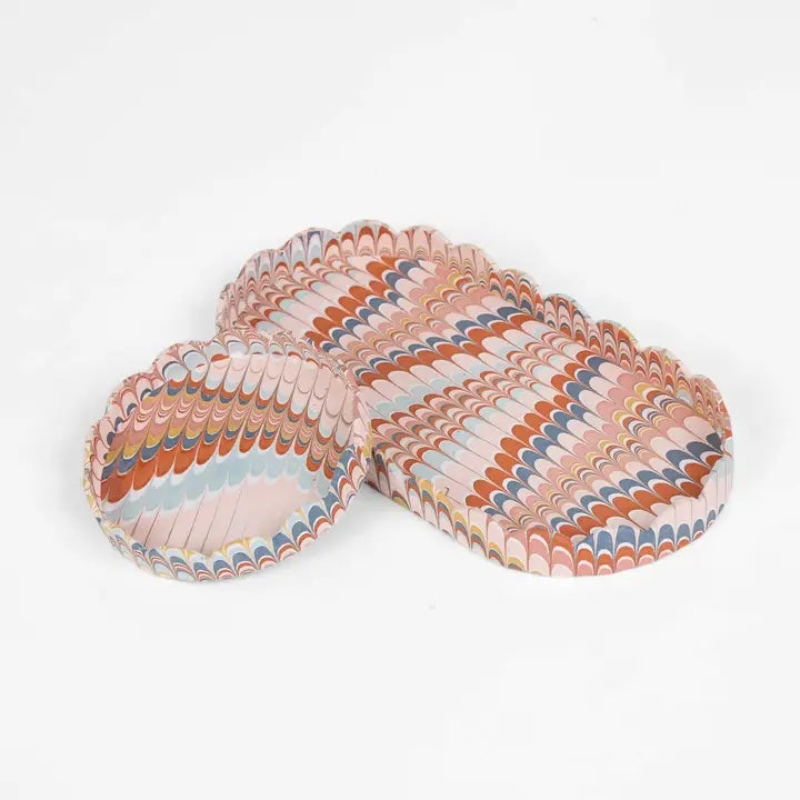 Marbled Round Scallop Tray Set