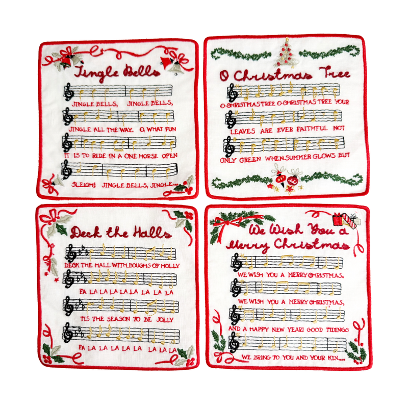 Christmas Carols Cocktail Napkins, set of 4