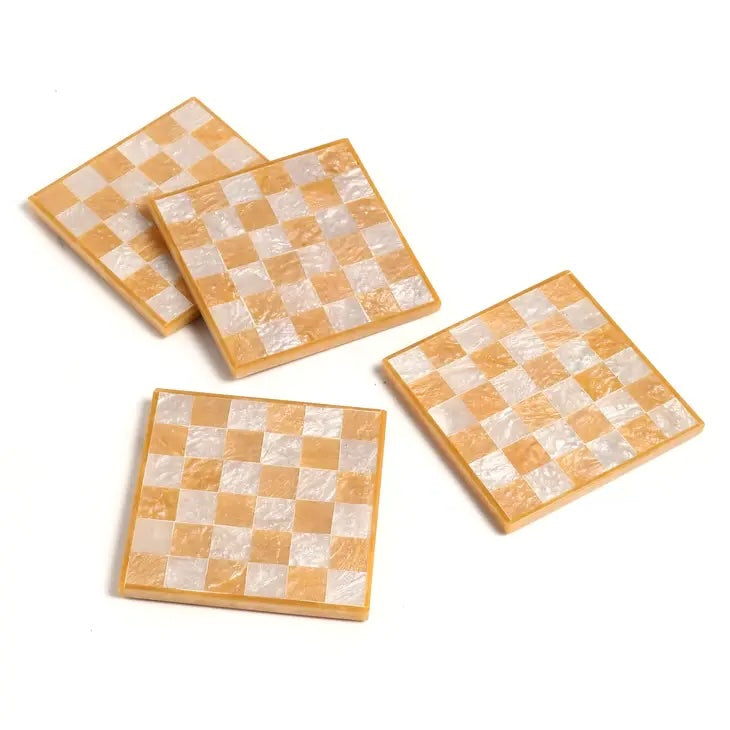 Orange Check Coasters