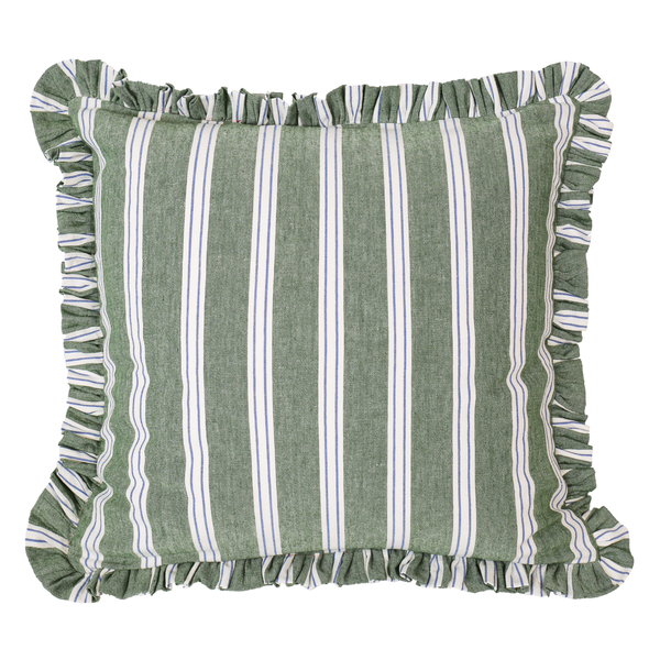 Green Stripe Ruffle Dec Pillow