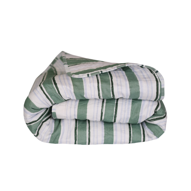 Martha Stripe Quilt Green