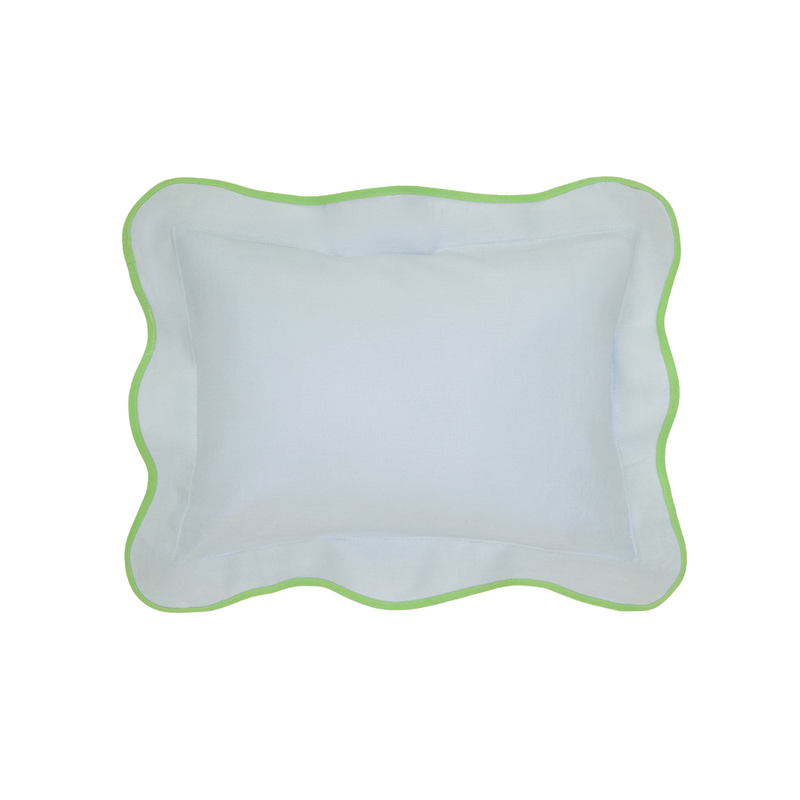 Soft Blue & Thyme Linen Scallop Shams