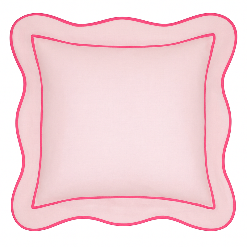 Pink & Hot Pink Linen Scallop Shams