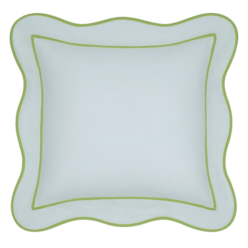 Soft Blue & Thyme Linen Scallop Shams