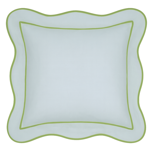 Soft Blue & Thyme Linen Scallop Shams