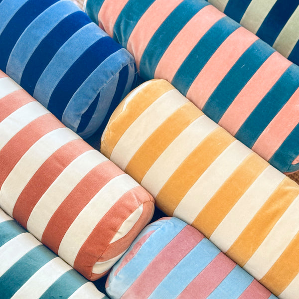 Stripe Velvet Bolster