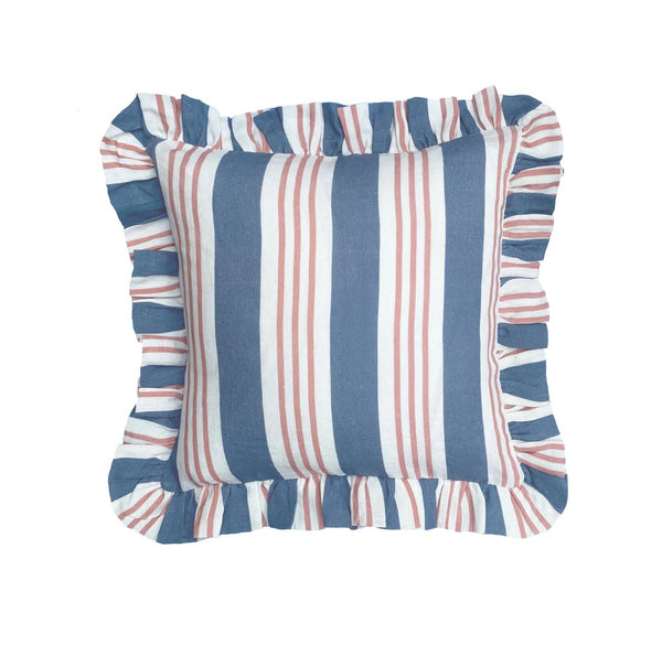 Azure & Blush Broken Stripe Cushion Cover