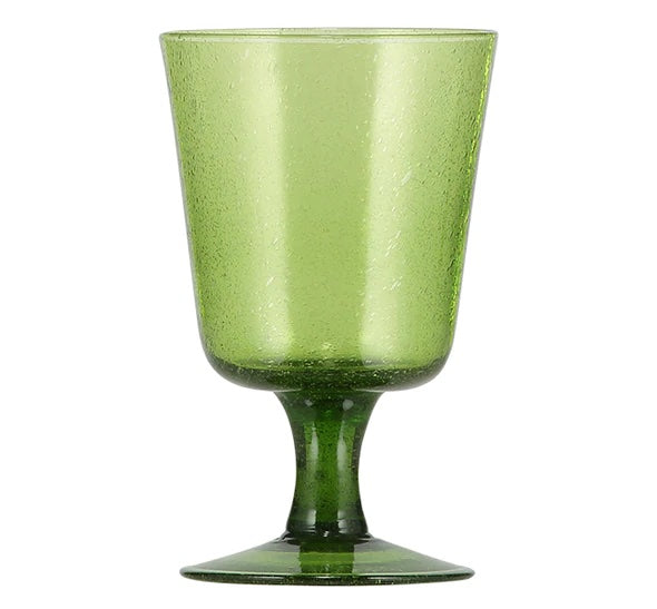Handblown Recycled Wine Glass, Apple Green