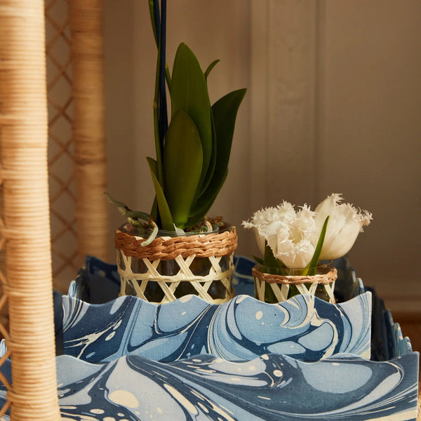 Blue Swirl Wavy Edge Tray, small