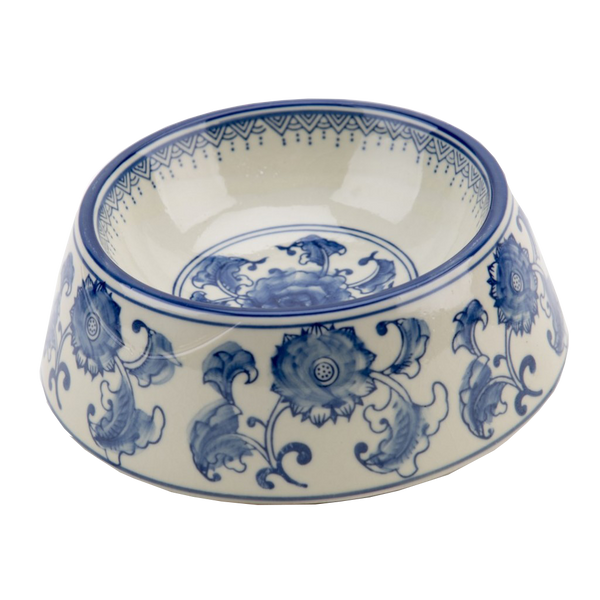 Blue & White Ceramic Pet Bowl