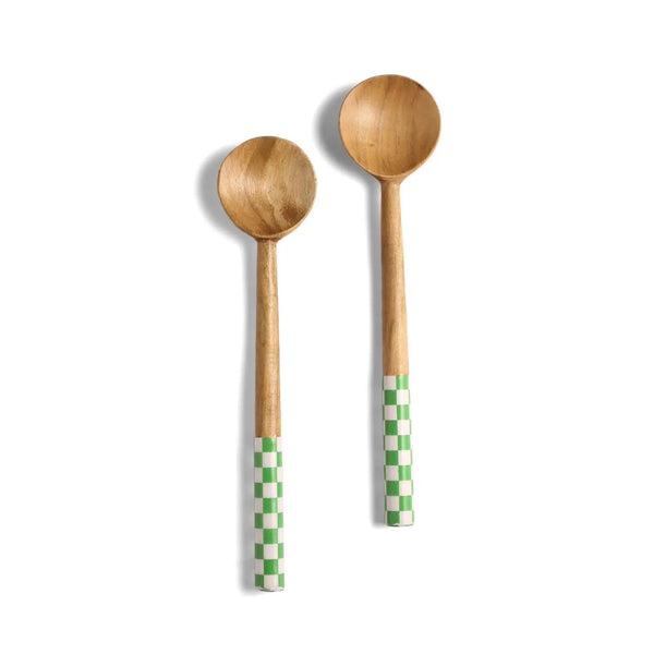 Green Check Salad Servers