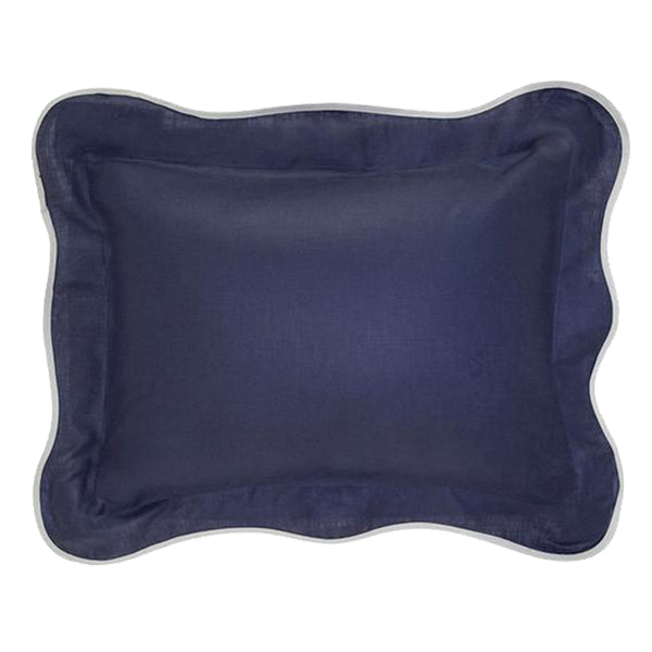 Navy & Gray Linen Boudoir Sham
