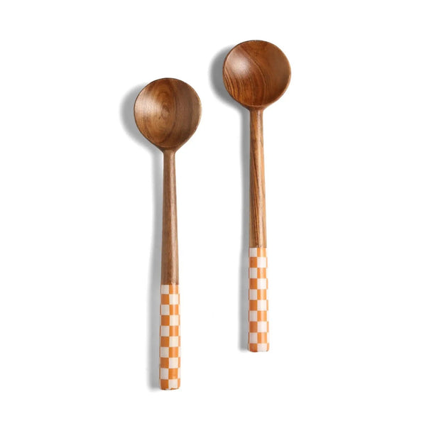 Orange Check Salad Servers