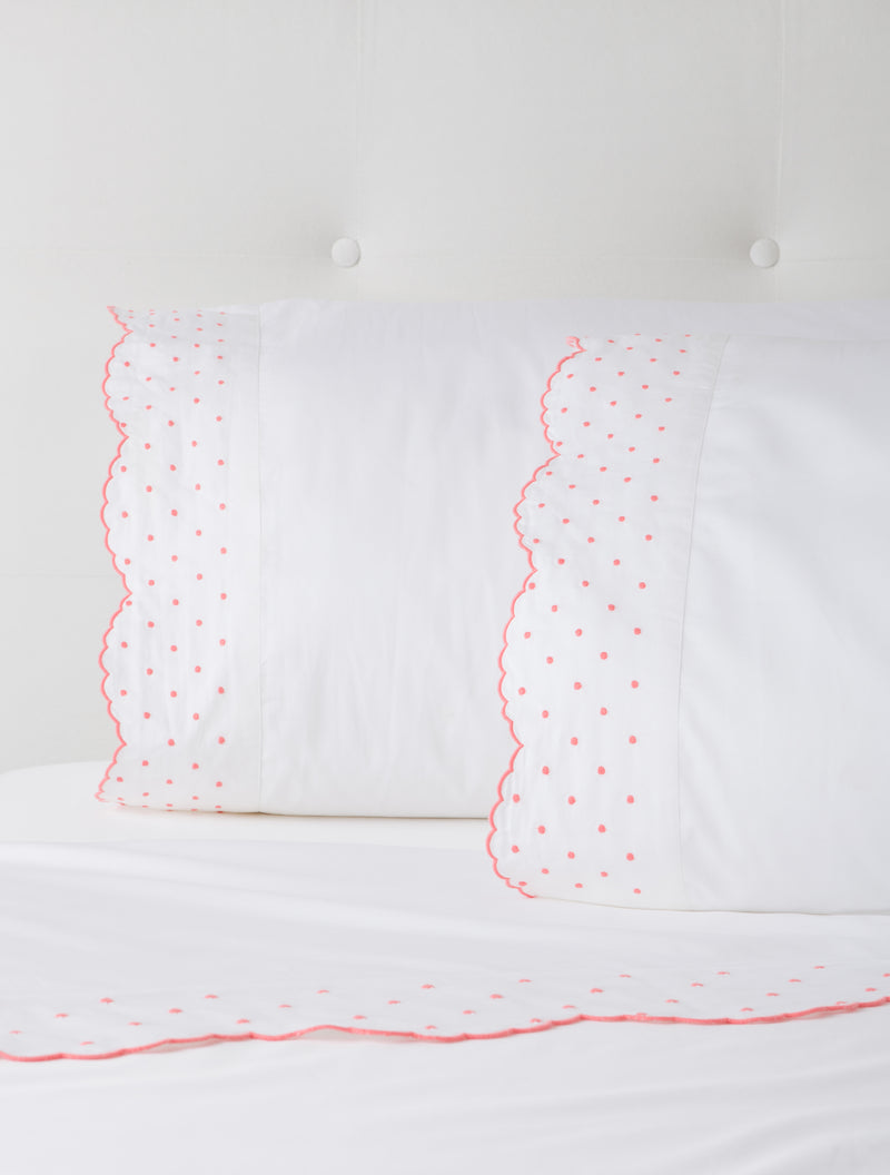 Coral Swiss Dot Sheets