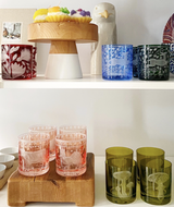Floral Double Old Fashioned Glass, Pair