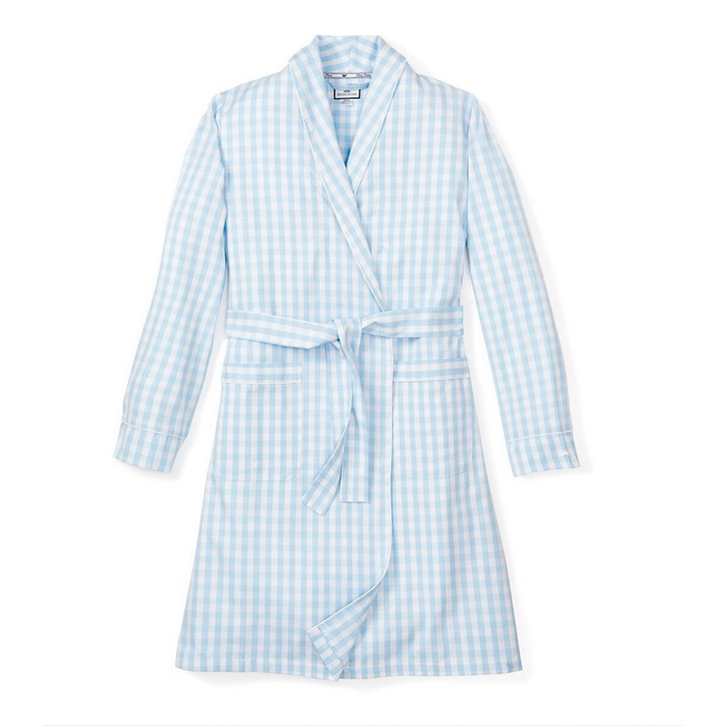 Women's Light Blue Gingham Robe