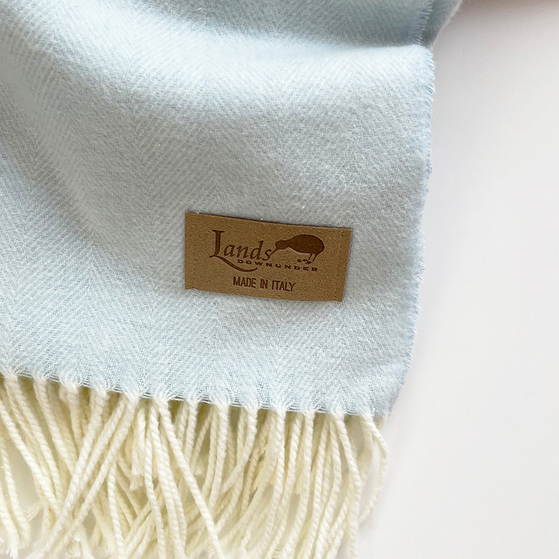 Italian Herringbone Throw Baby Blue