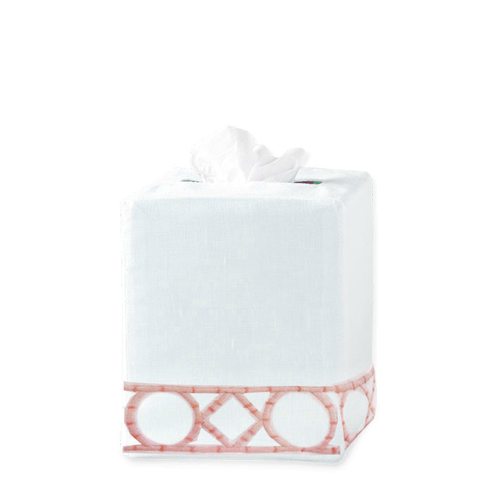 Bamboo Trim Tissue Box Cover, Coral