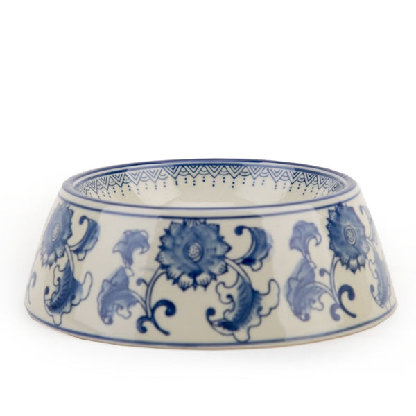 Blue & White Ceramic Pet Bowl